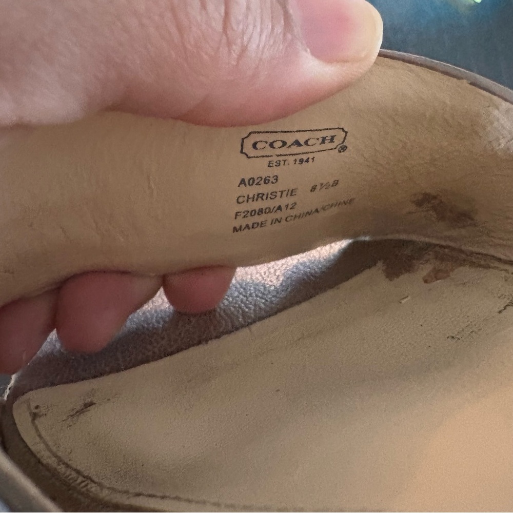 Coach Christie Gold Espadrille Wedge Platform Sandals Leather Metallic Size 8.5 - Picture 10 of 13